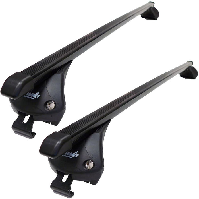 SUP-865D Premium Integrated Railing Bar for Cars with Running Rails, Black Steel, Set of 2 - Summit Shop