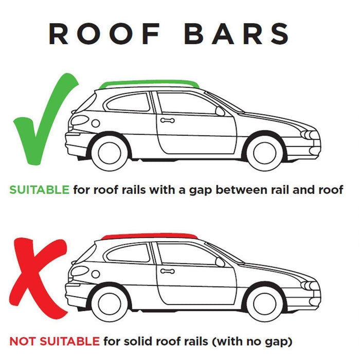 SUP-930B Premium Railing Roof Bar for Cars with Raised Running Rails, Aluminium, Set of 2 - Summit Shop
