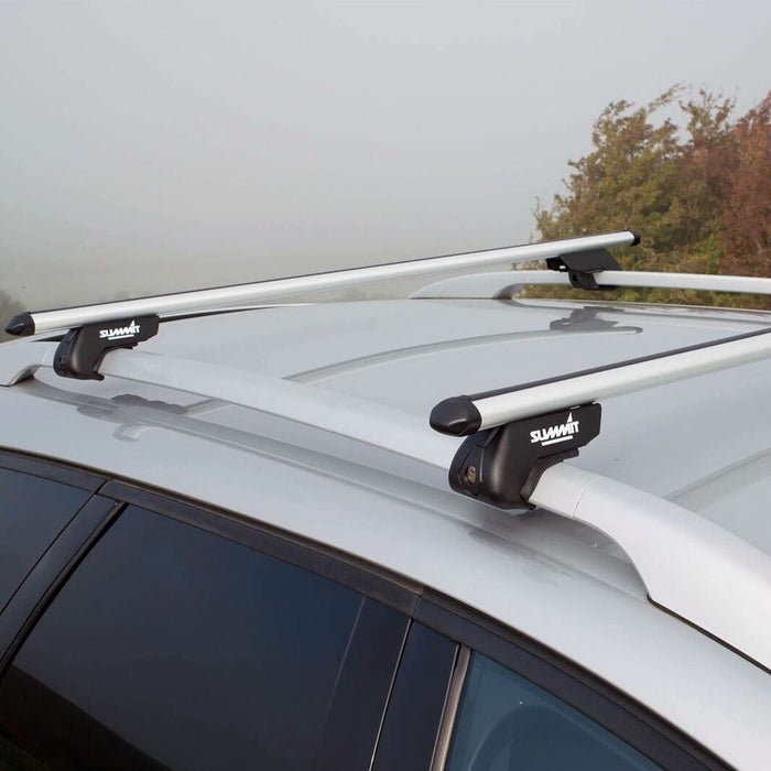 SUP-930B Premium Railing Roof Bar for Cars with Raised Running Rails, Aluminium, Set of 2 - Summit Shop